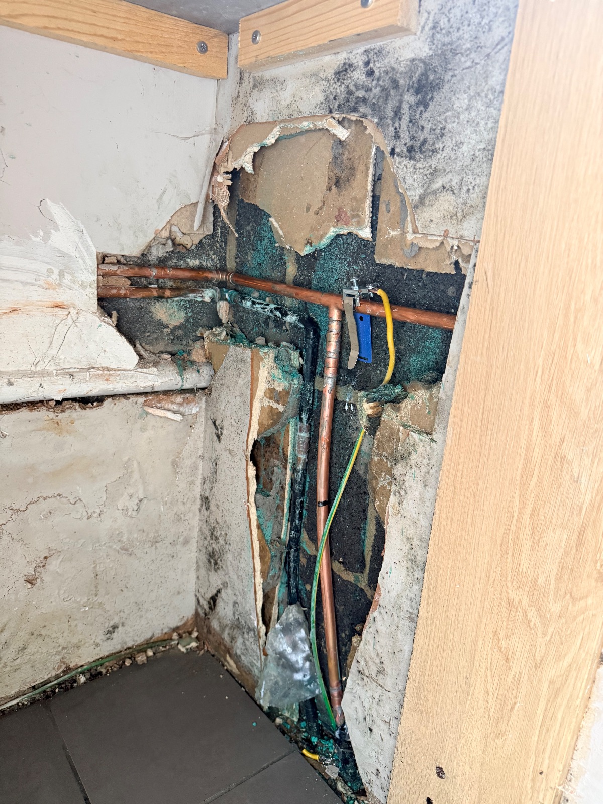Burst pipe underneath sink in kitchen near Holywell Cottage, Durham — PK Plumbing