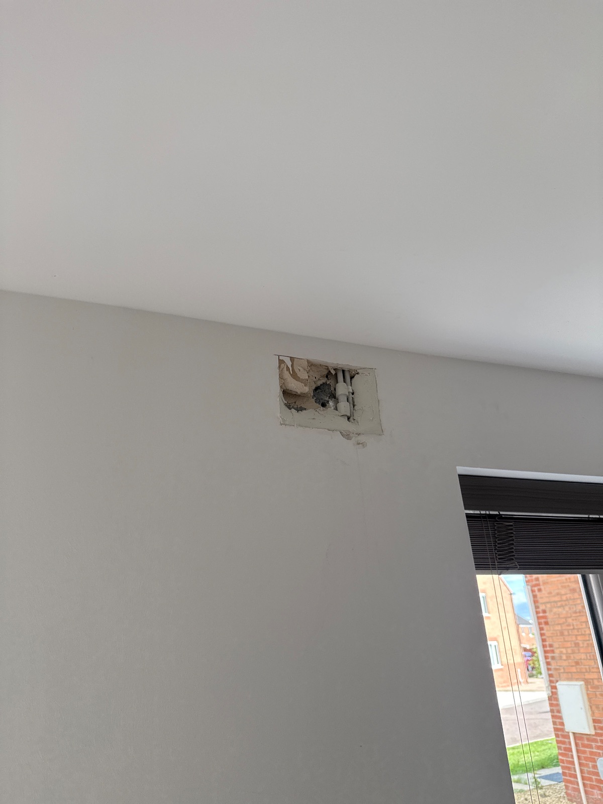 Client drilled through heating pipe while hanging curtains, we attended, exposed pipes, replaced section refilled system and tested. near Harvey Close, Whitley Bay — PK Plumbing